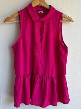 American Eagle Hot Pink Sleeveless Peplum Blouse XS